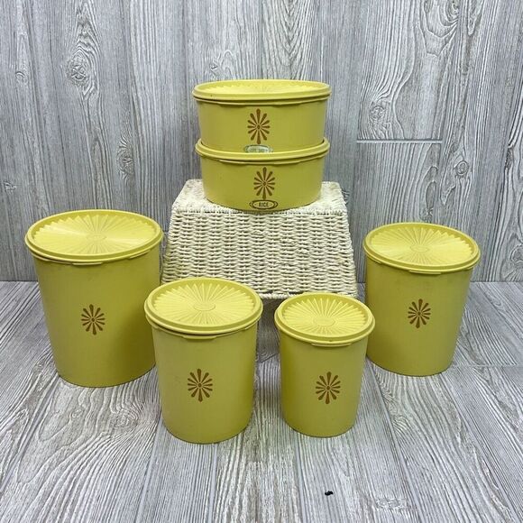 1970s Tupperware Servalier Nesting Canisters Snap on Lids Set of 6 Storage Conta - Picture 1 of 9